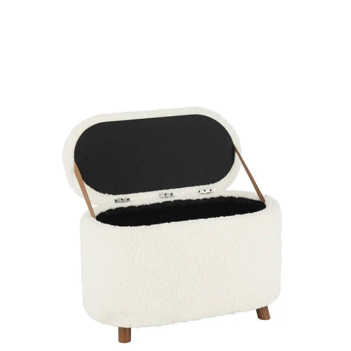 J-Line Poef Opslag Teddy Polyester Weiß - HomeDesign Knaus
