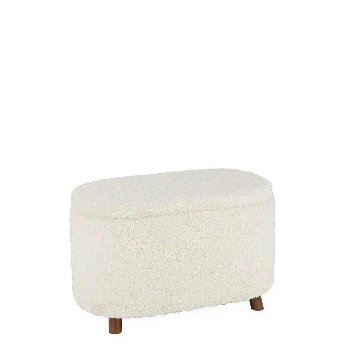 J-Line Poef Opslag Teddy Polyester Weiß - HomeDesign Knaus