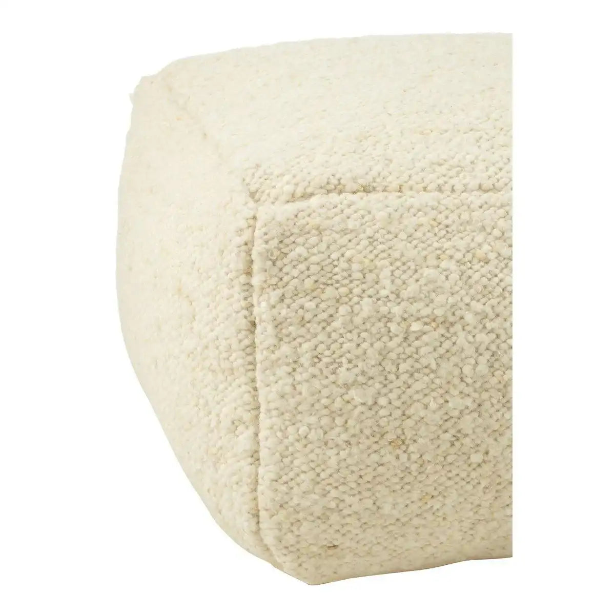 J-Line Poef Vierkant Wol Lockencreme - HomeDesign Knaus