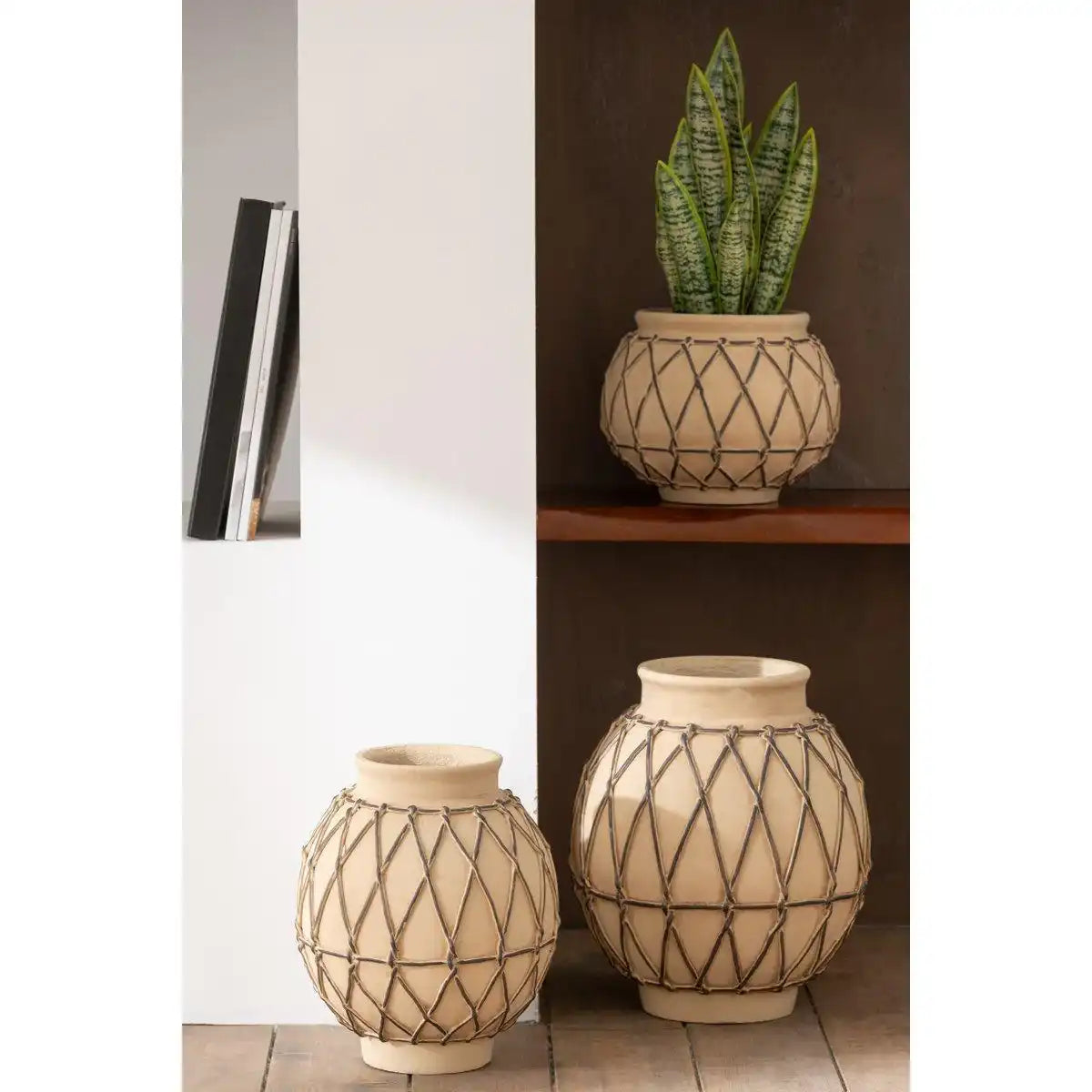 J-Line Pot de Fleurs Berbere – Ciment – Beige – klein - HomeDesign Knaus