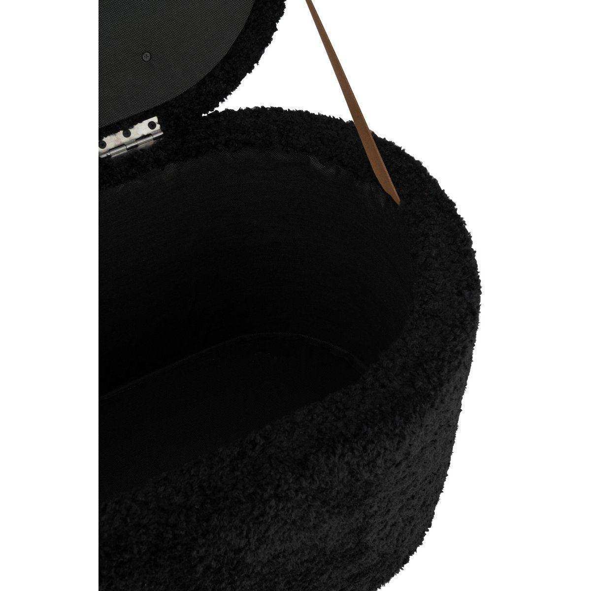 J-Line Pouf Aufbewahrung Teddy Polyester Schwarz - HomeDesign Knaus