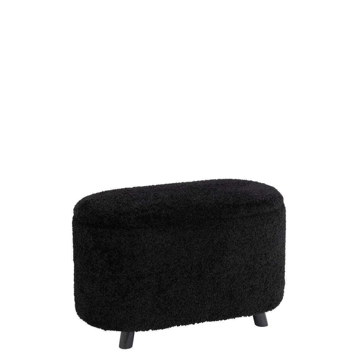 J-Line Pouf Aufbewahrung Teddy Polyester Schwarz - HomeDesign Knaus