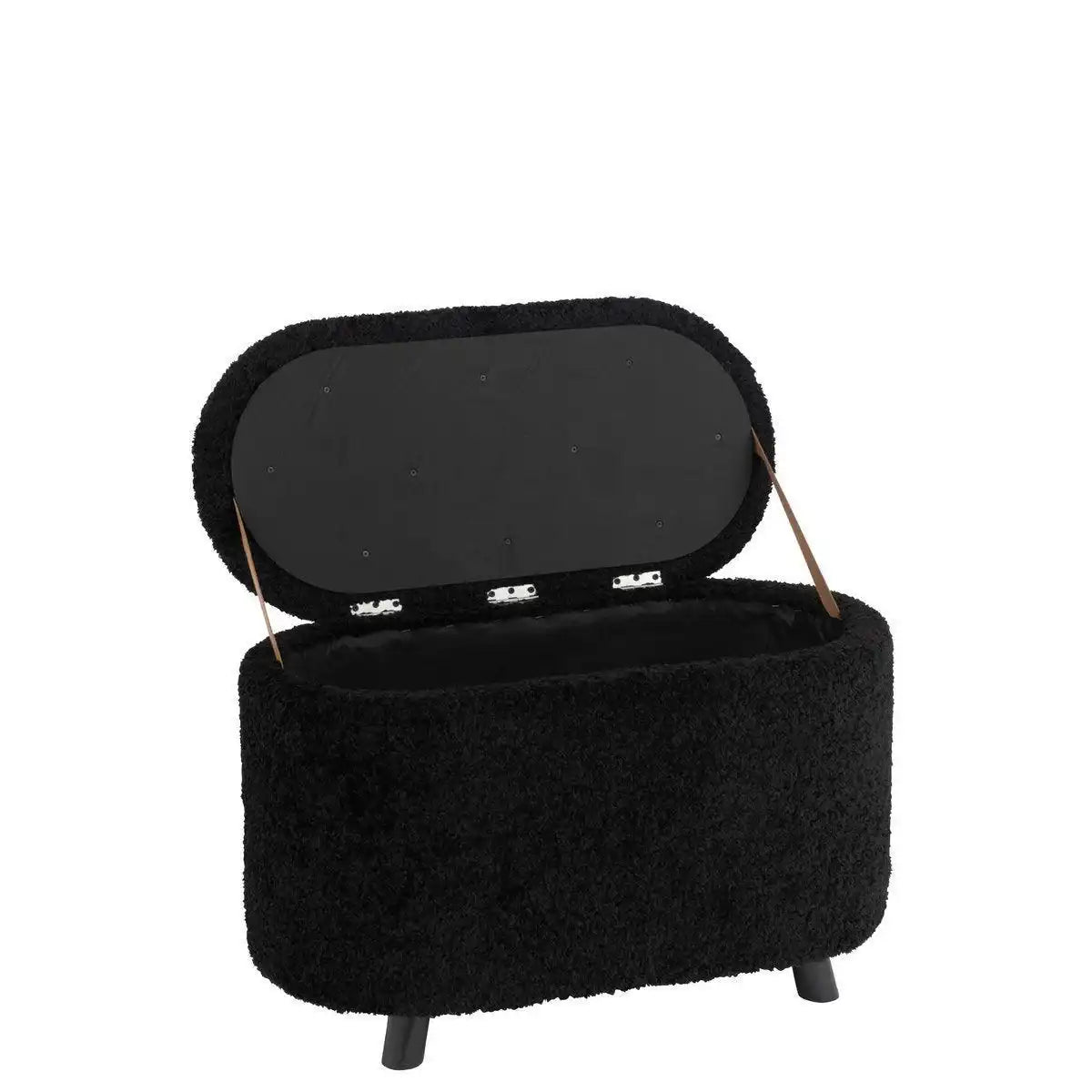 J-Line Pouf Aufbewahrung Teddy Polyester Schwarz - HomeDesign Knaus