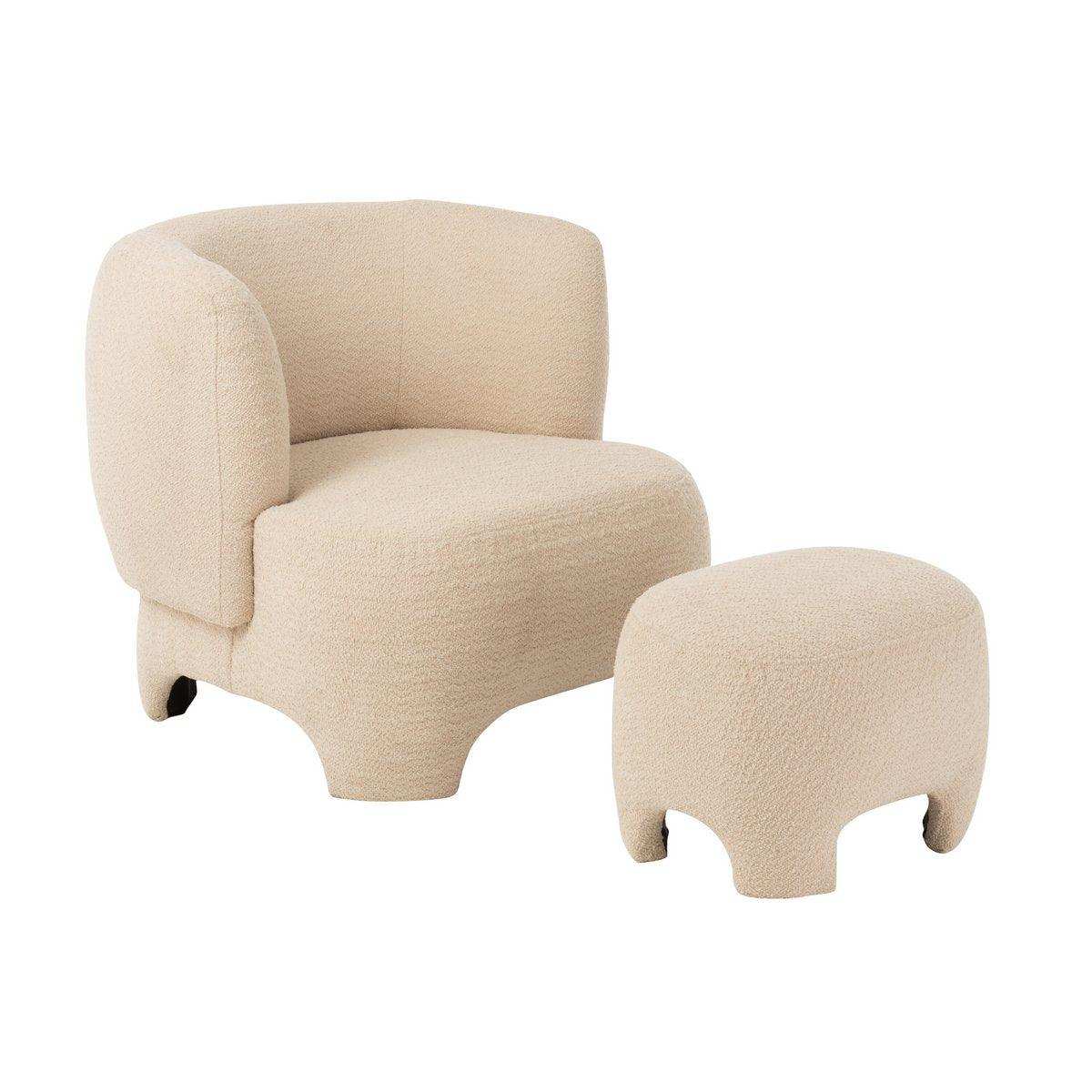 J-Line Pouf Gestrickter Stoff/Holz Weiß - HomeDesign Knaus