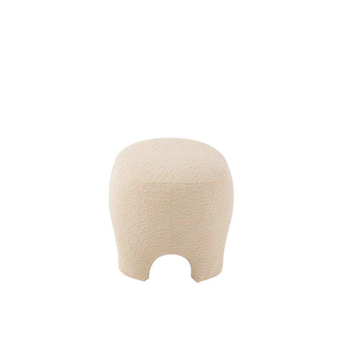 J-Line Pouf Gestrickter Stoff/Holz Weiß - HomeDesign Knaus