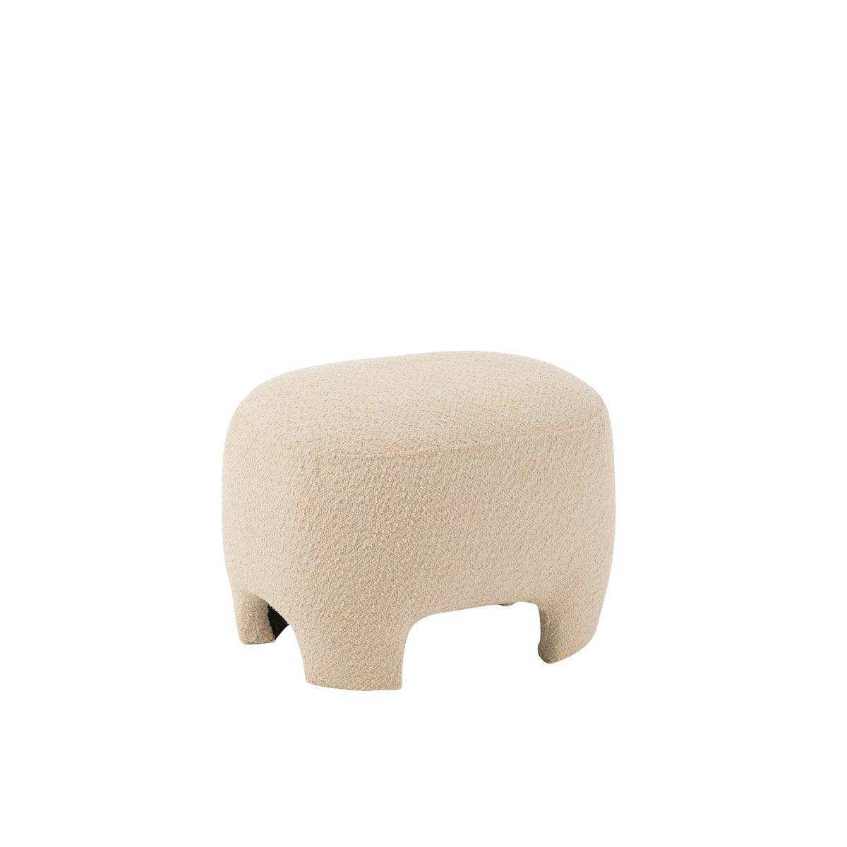 J-Line Pouf Gestrickter Stoff/Holz Weiß - HomeDesign Knaus