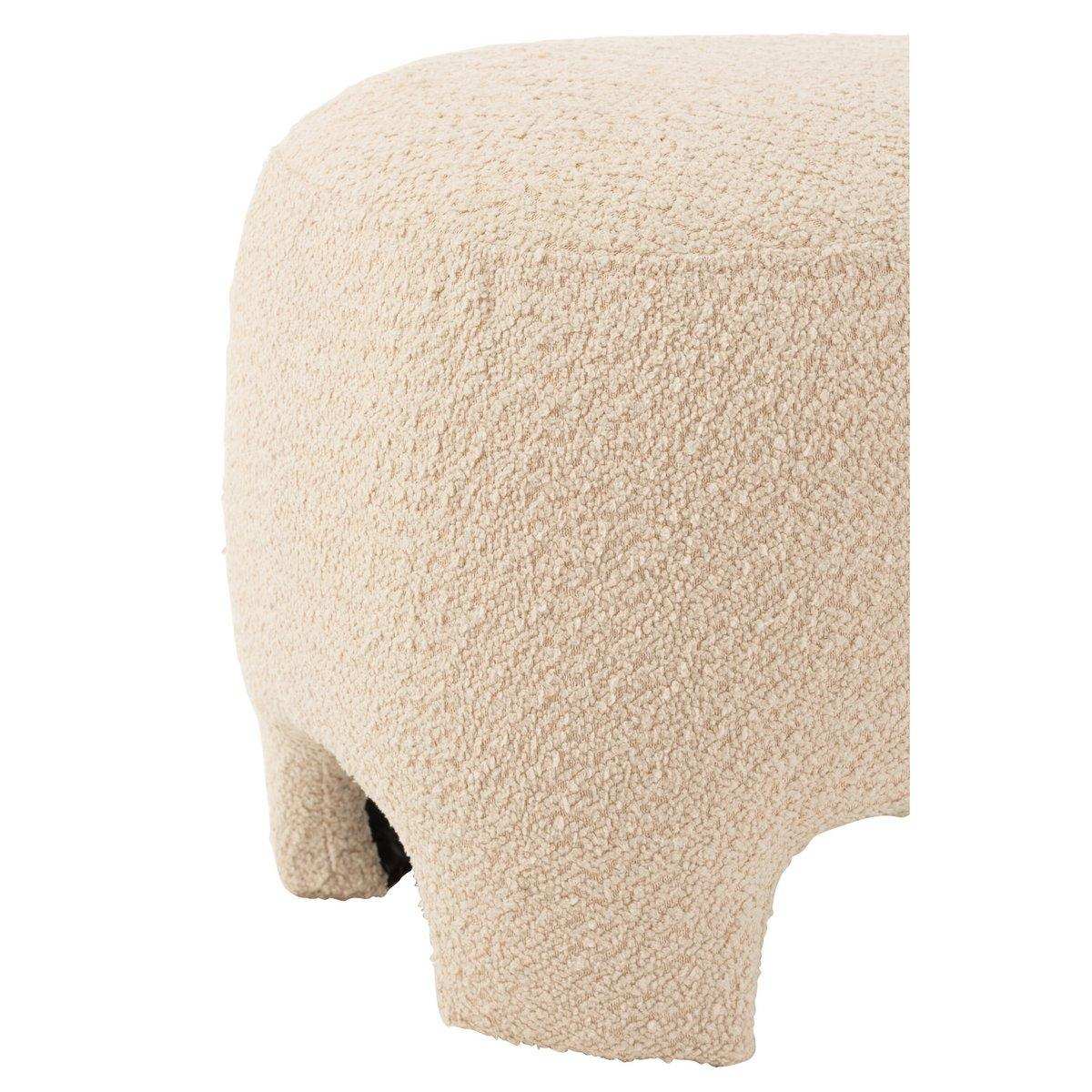 J-Line Pouf Gestrickter Stoff/Holz Weiß - HomeDesign Knaus