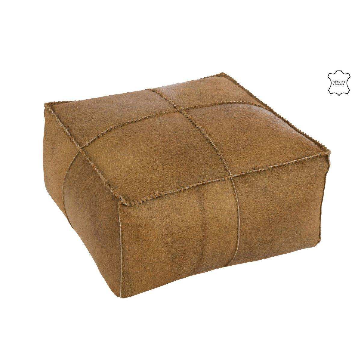 J-Line Pouf Rindshaarleder Dunkel/Camel - HomeDesign Knaus