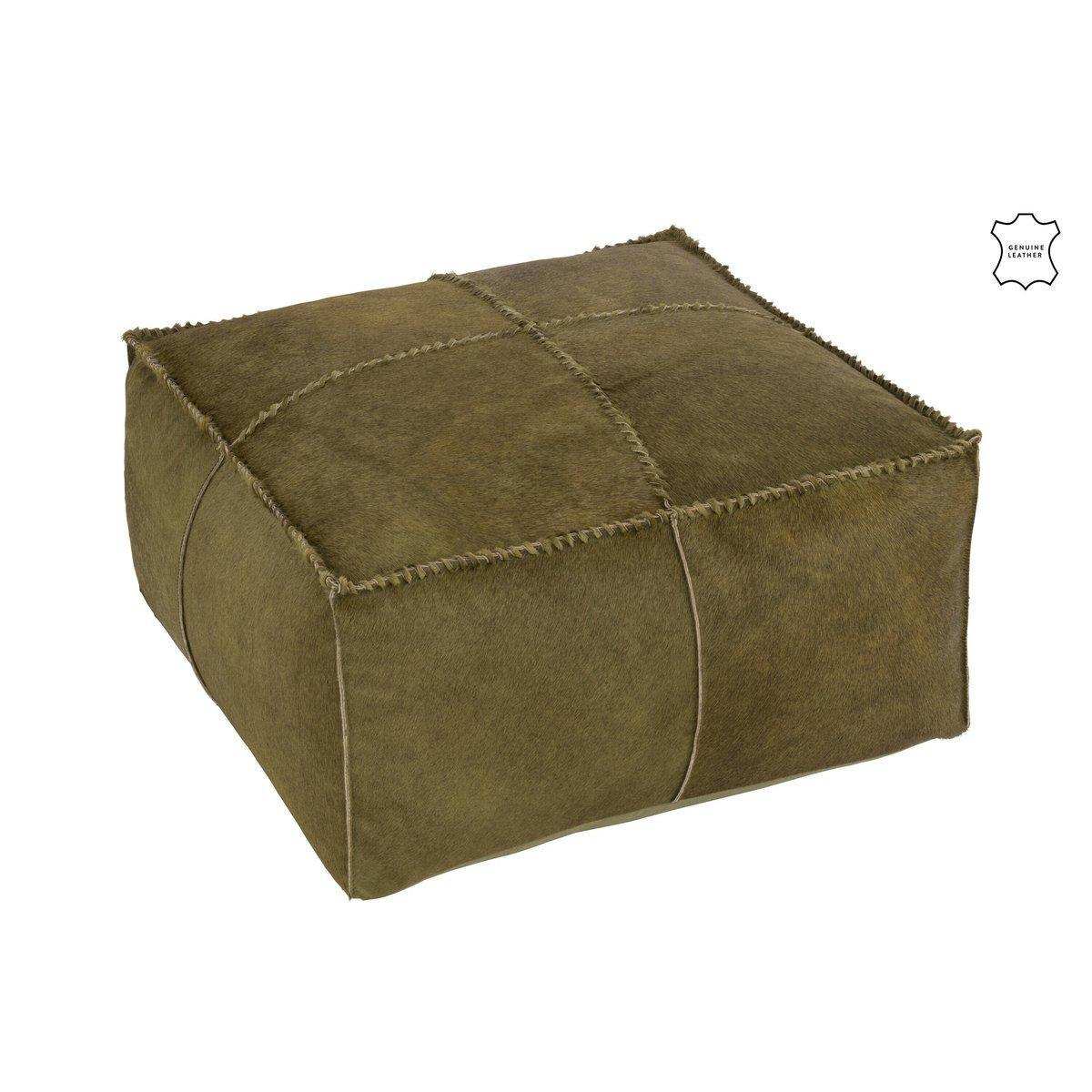 J-Line Pouf Rindshaarleder Oliv - HomeDesign Knaus
