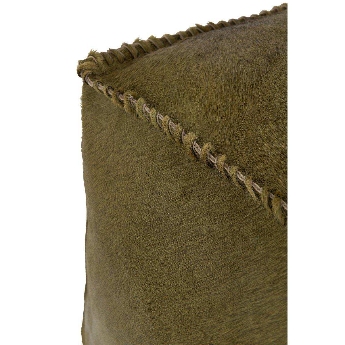 J-Line Pouf Rindshaarleder Oliv - HomeDesign Knaus