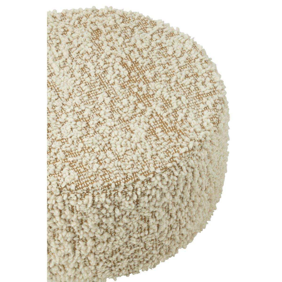 J-Line Pouf Round Bouclé Baumwolle/Polyester Kamel/Creme - HomeDesign Knaus