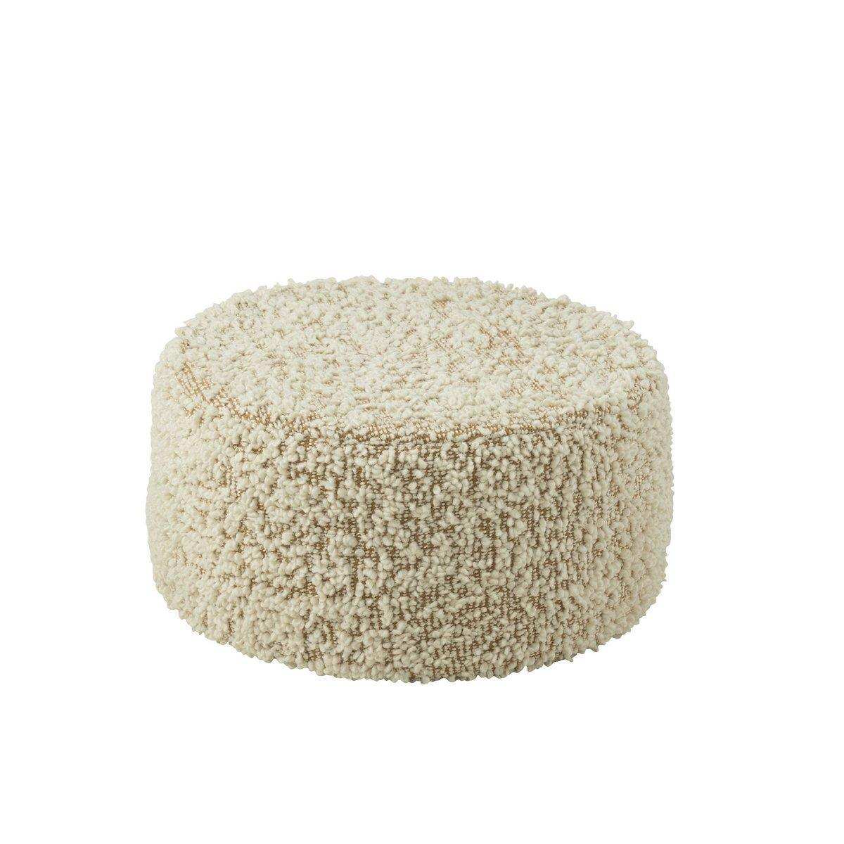 J-Line Pouf Round Bouclé Baumwolle/Polyester Kamel/Creme - HomeDesign Knaus