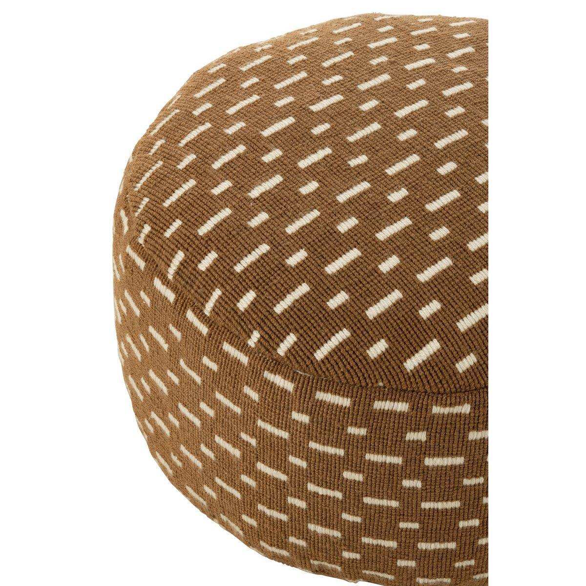 J-Line Pouf Round Lines Outdoor Polyester Braun/Weiß - HomeDesign Knaus
