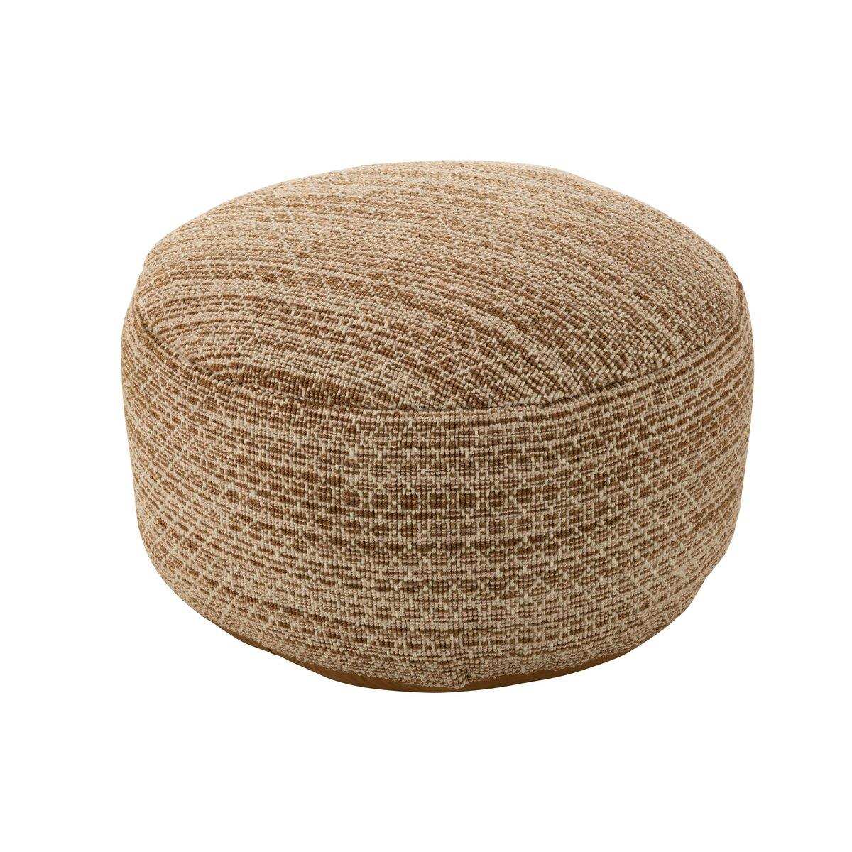 J-Line Pouf Round Squares Outdoor Polyester Braun/Weiß - HomeDesign Knaus