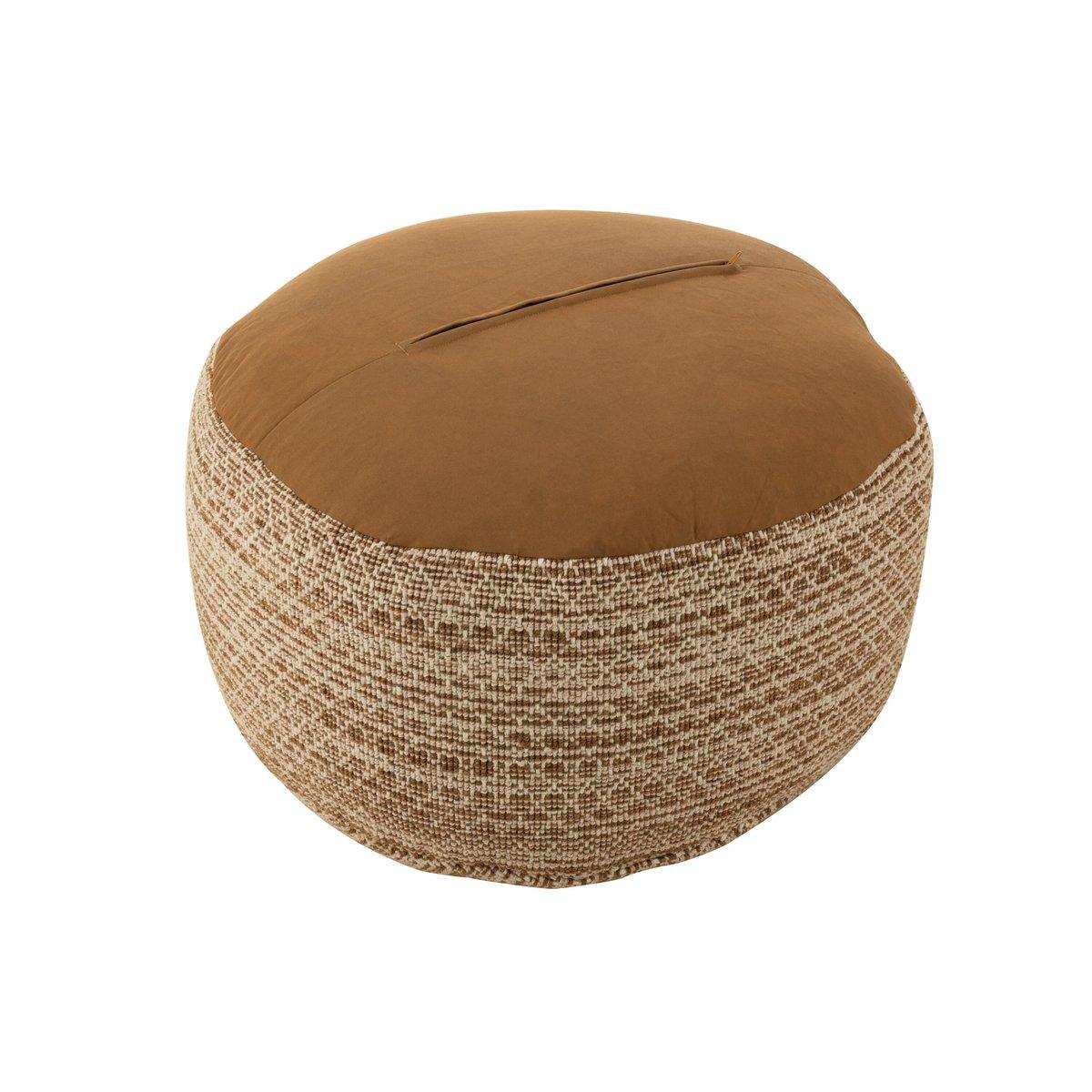 J-Line Pouf Round Squares Outdoor Polyester Braun/Weiß - HomeDesign Knaus