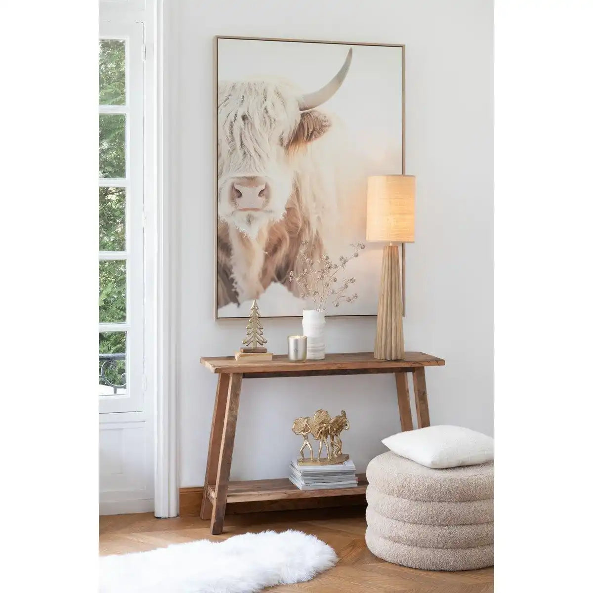 J-Line Pouf Rund Teddy Polyester Beige - HomeDesign Knaus
