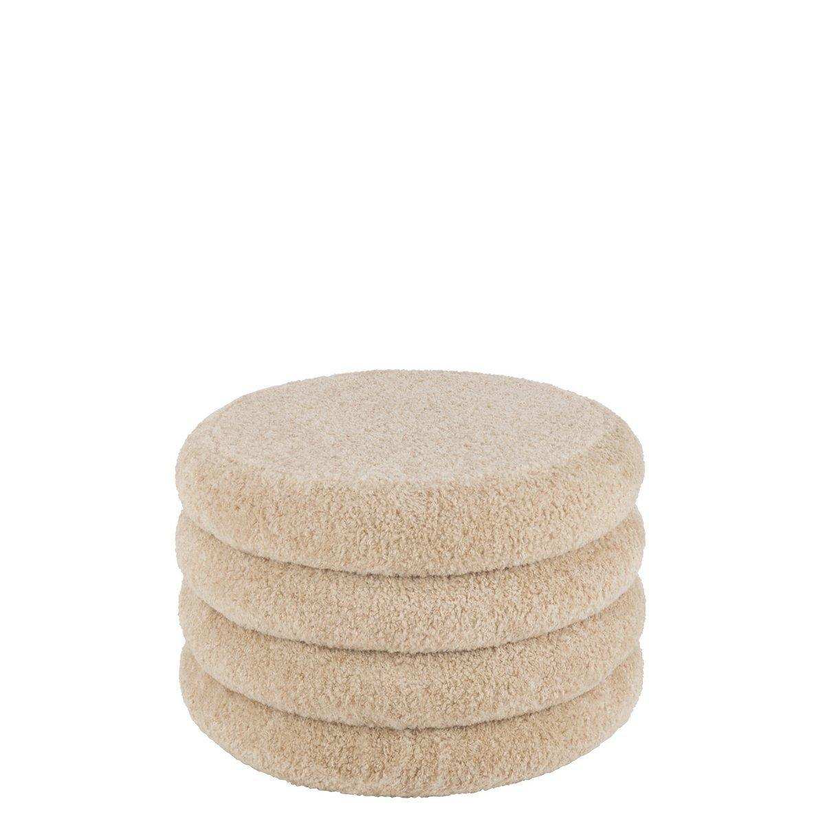J-Line Pouf Rund Teddy Polyester Beige - HomeDesign Knaus