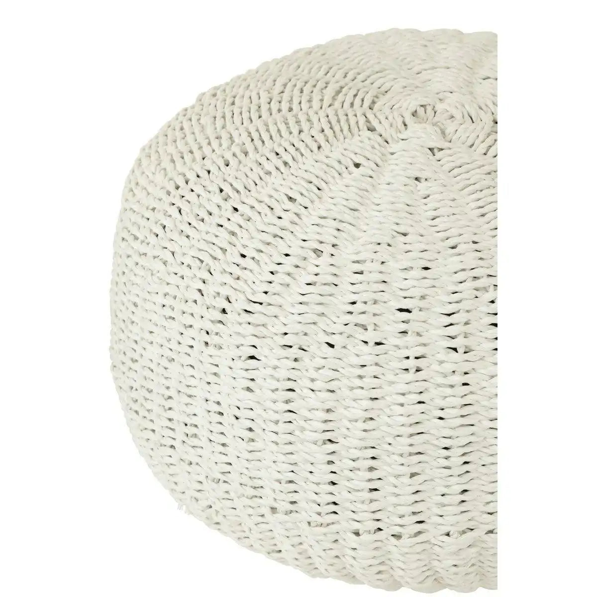 J-Line Pouf Runder gewebter Kunststoff Weiß - HomeDesign Knaus