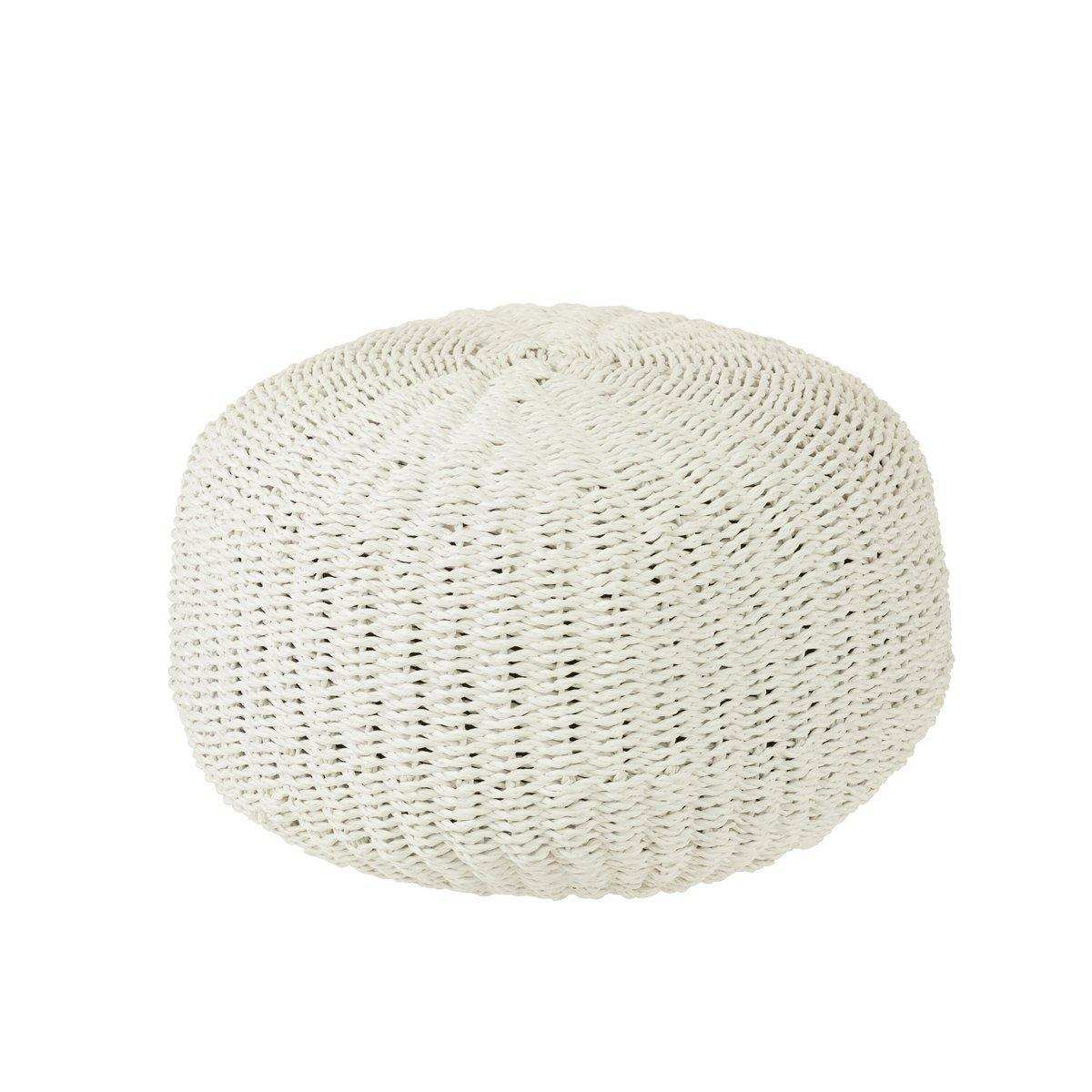 J-Line Pouf Runder gewebter Kunststoff Weiß - HomeDesign Knaus