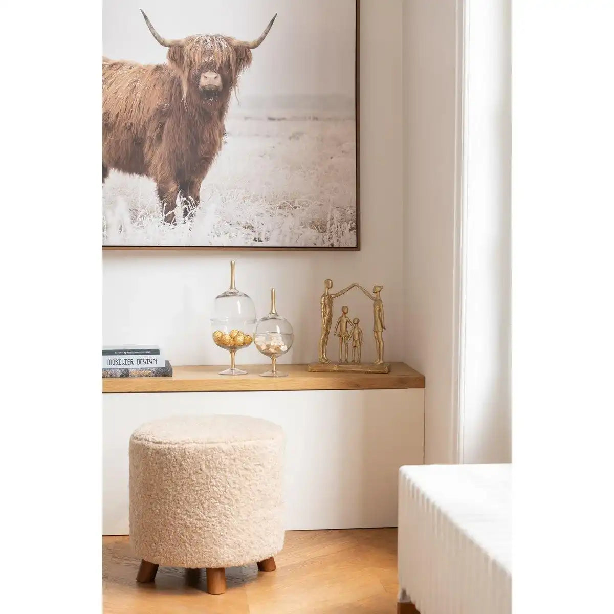 J-Line Pouf Schafbein Polyester Beige - HomeDesign Knaus