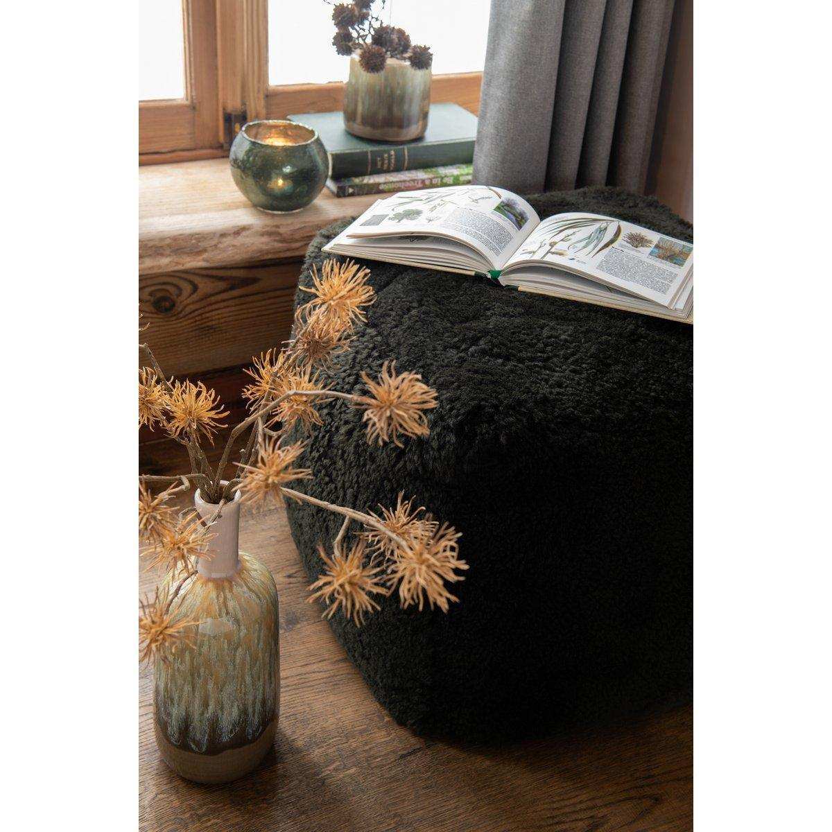 J-Line Pouf Square Schaffell Grün - HomeDesign Knaus
