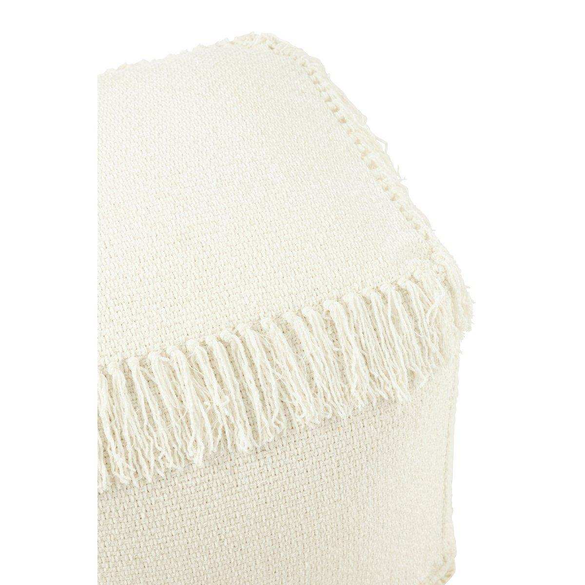 J-Line Pouf Square Woven + Fransen Viskose Weiß - HomeDesign Knaus