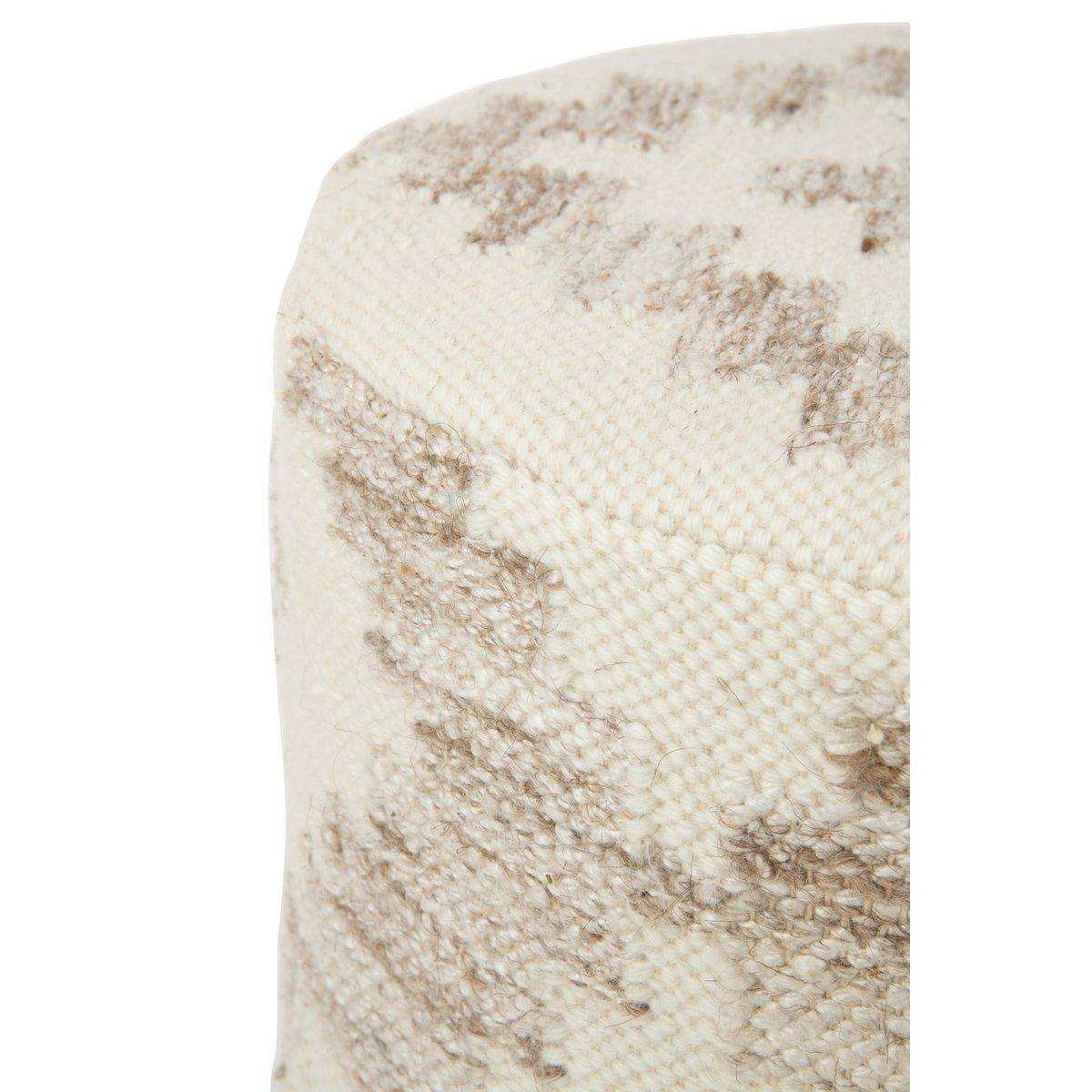 J-Line Pouf Zylinder Ethnische Muster Wolle/Baumwolle Creme/Beige - HomeDesign Knaus