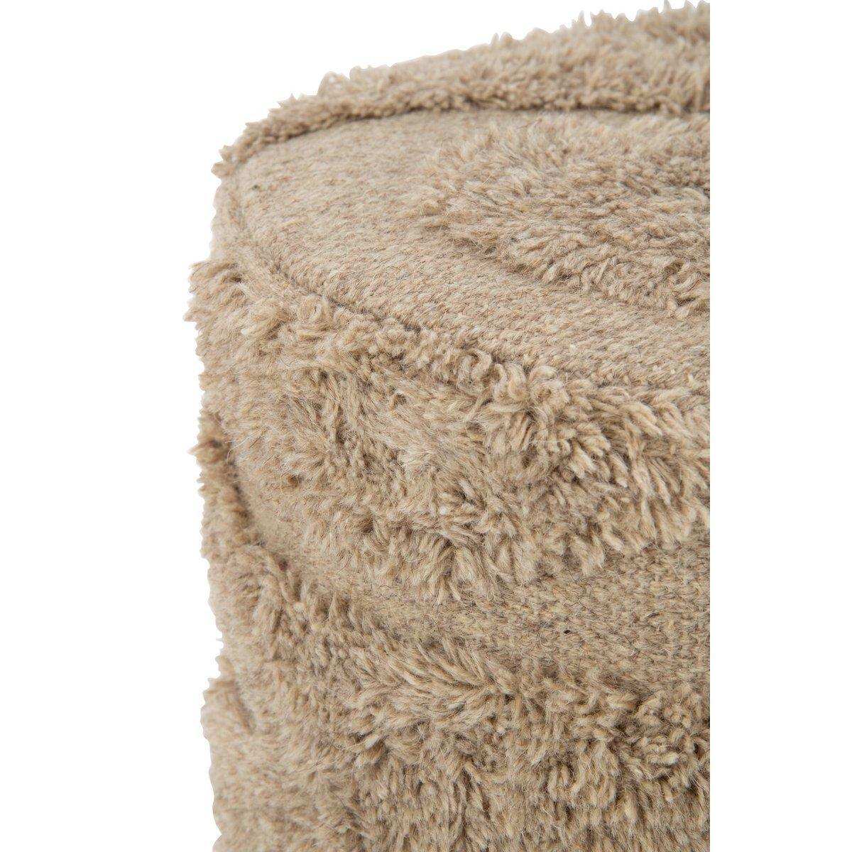J-Line Pouf Zylinder Tufted Curves Wolle Beige - HomeDesign Knaus