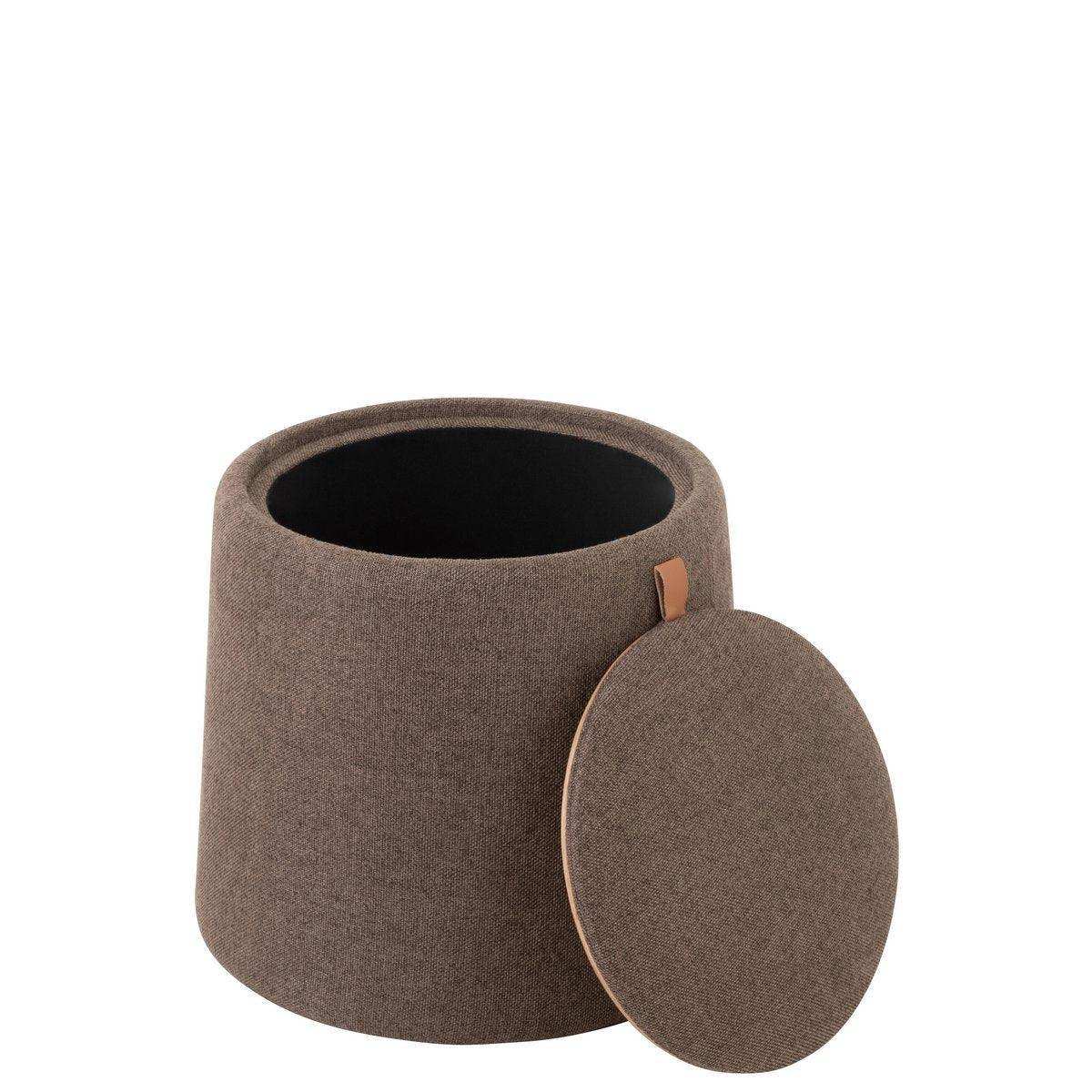 J-Line Pouf/Beistelltisch Rund Textil/Holz Braun - HomeDesign Knaus