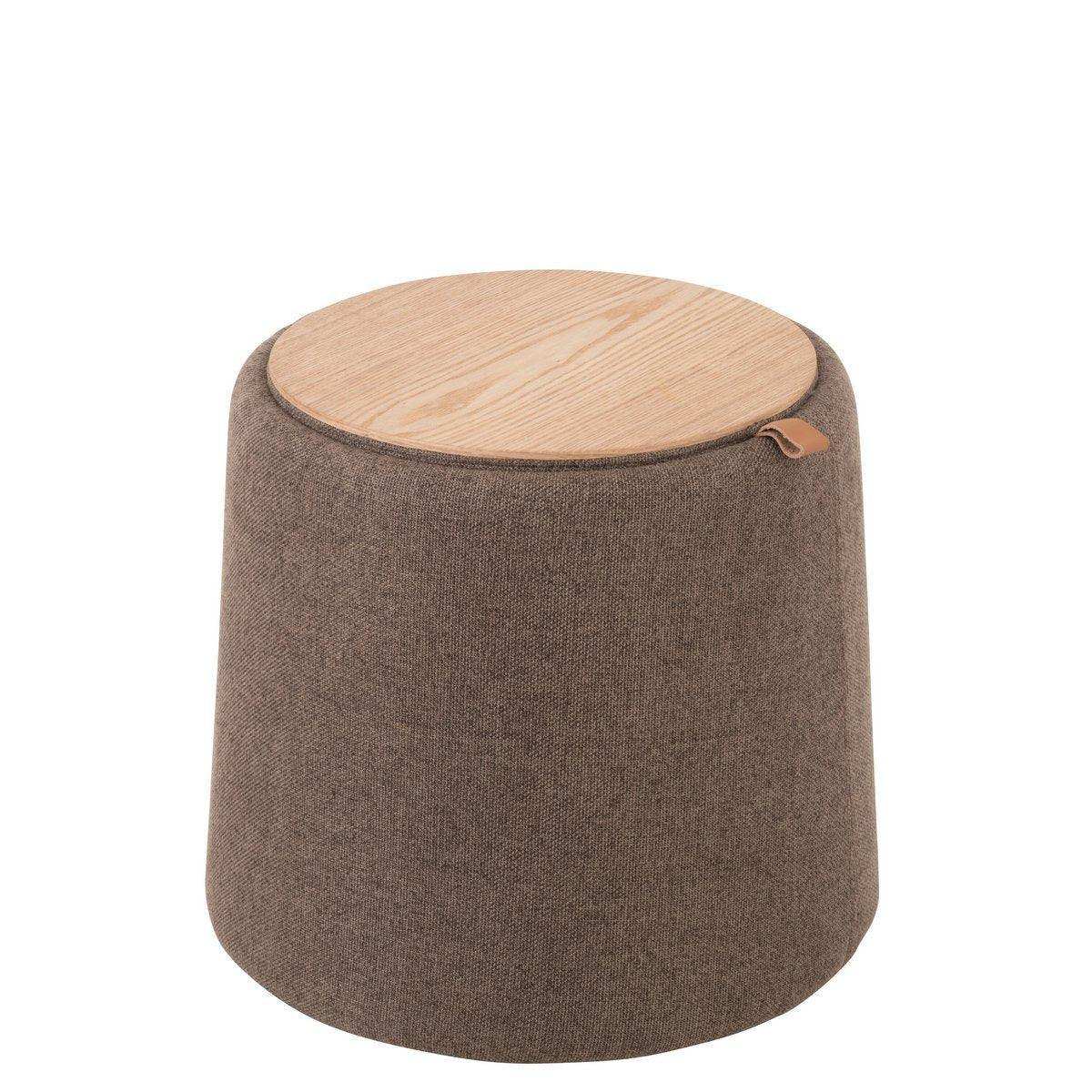 J-Line Pouf/Beistelltisch Rund Textil/Holz Braun - HomeDesign Knaus
