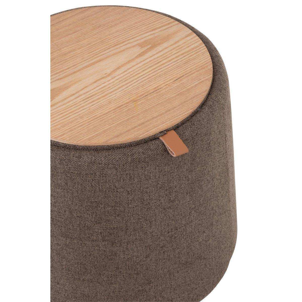 J-Line Pouf/Beistelltisch Rund Textil/Holz Braun - HomeDesign Knaus