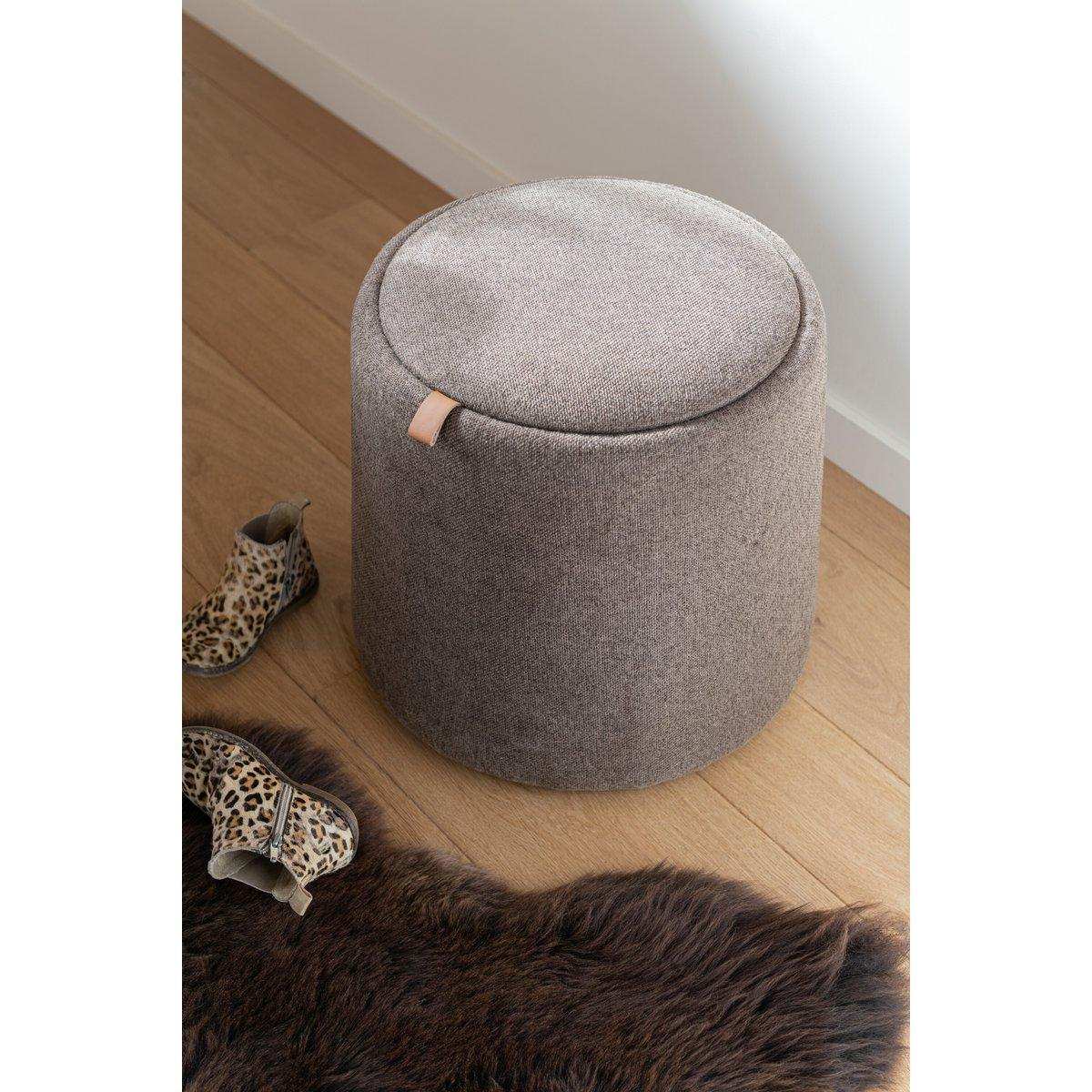 J-Line Pouf/Beistelltisch Rund Textil/Holz Braun - HomeDesign Knaus