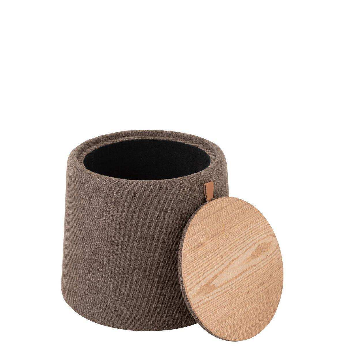 J-Line Pouf/Beistelltisch Rund Textil/Holz Braun - HomeDesign Knaus