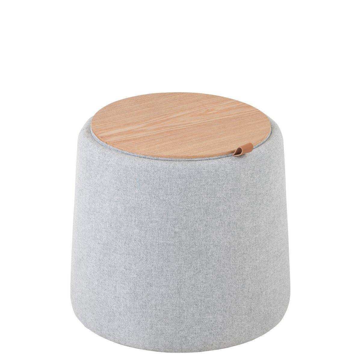 J-Line Pouf/Beistelltisch Rund Textil/Holz Hellgrau - HomeDesign Knaus