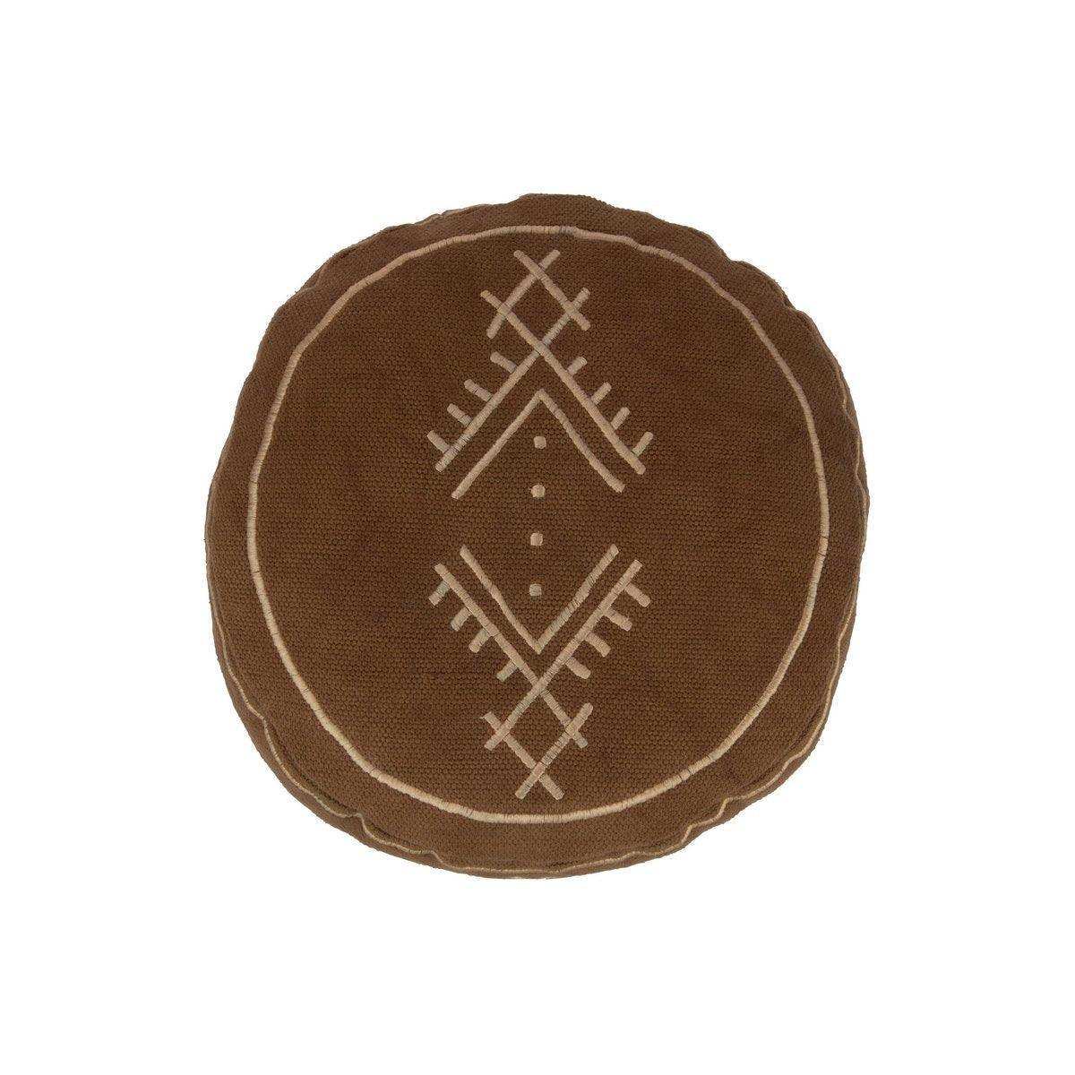 J-Line Pouffe Zylinder Ethnische Muster – Baumwolle – Braun - HomeDesign Knaus