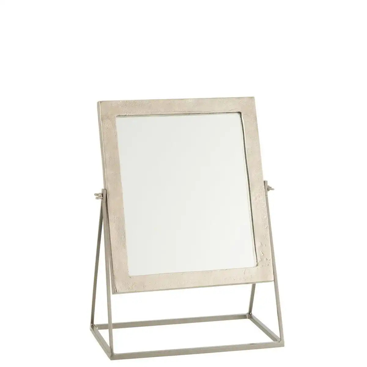 J-Line quadratischer Spiegel auf Sockel – Metall – Silber - HomeDesign Knaus