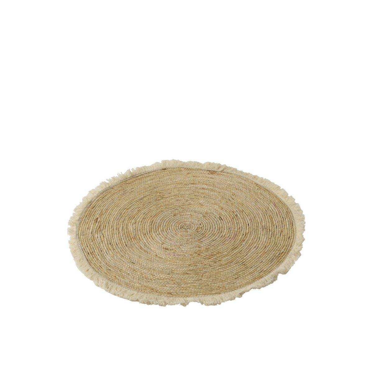 J-Line Quastenbandmatte – Teppich – Bambus – Beige/Weiß - HomeDesign Knaus