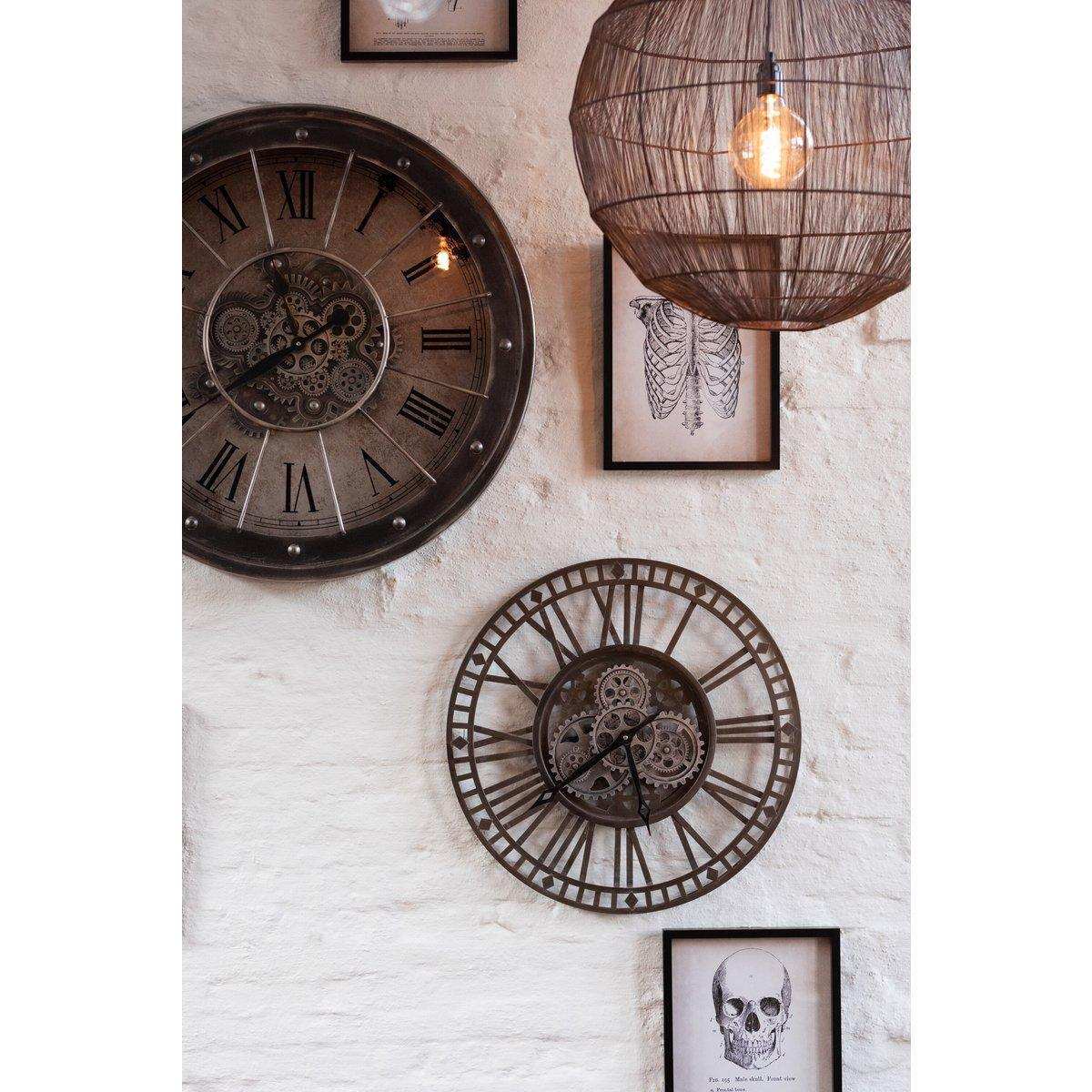 J-Line Radars Uhr mit römischen Ziffern – Metall – Grau – Ø 60 cm - HomeDesign Knaus
