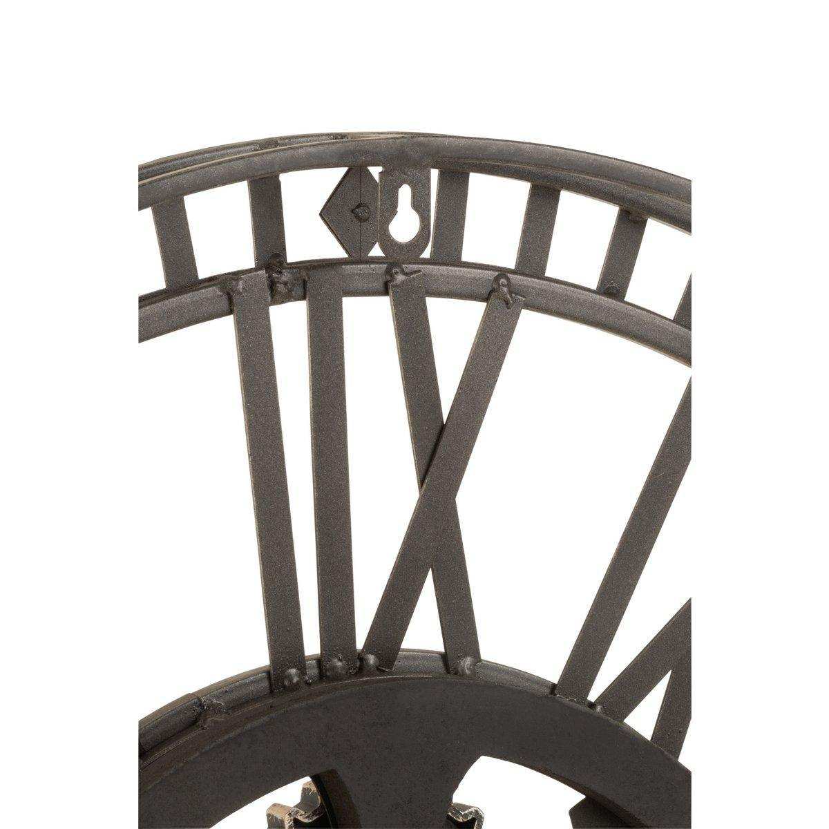 J-Line Radars Uhr mit römischen Ziffern – Metall – Grau – Ø 60 cm - HomeDesign Knaus