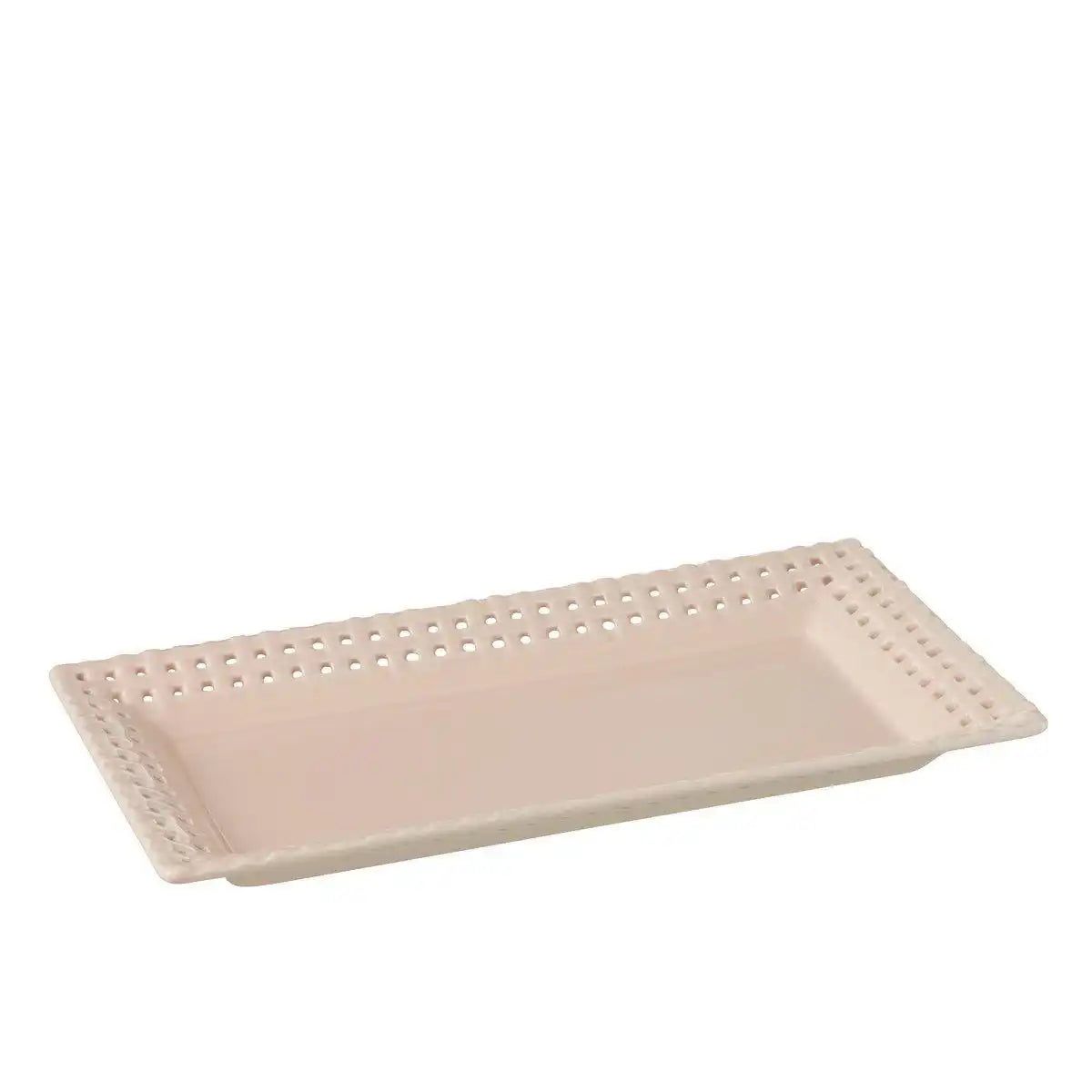 J-Line Rechteckiger Teller - Keramik - Rosa - - HomeDesign Knaus