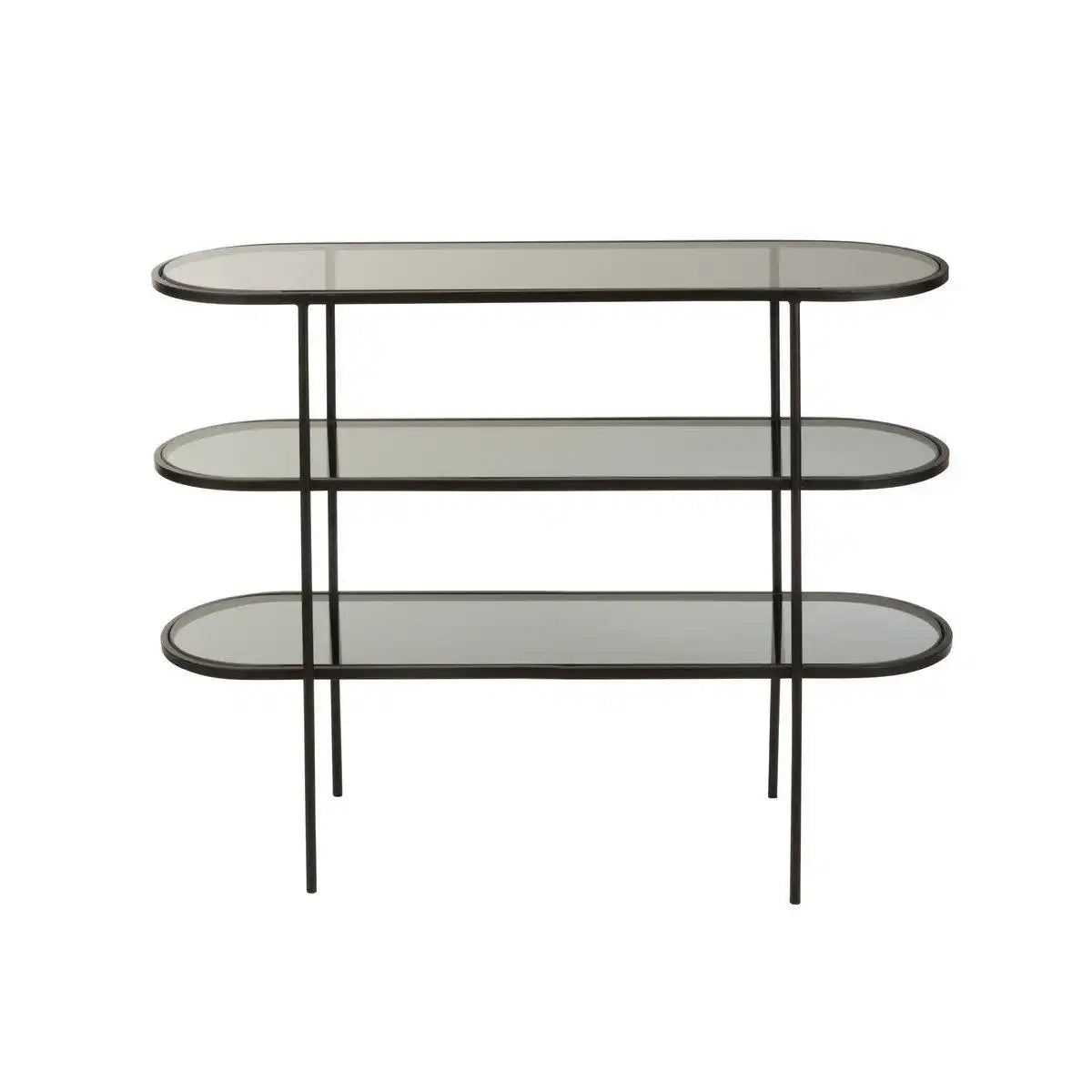 J-Line Regal 3 Ebenen – Metall/Glas – Schwarz - HomeDesign Knaus