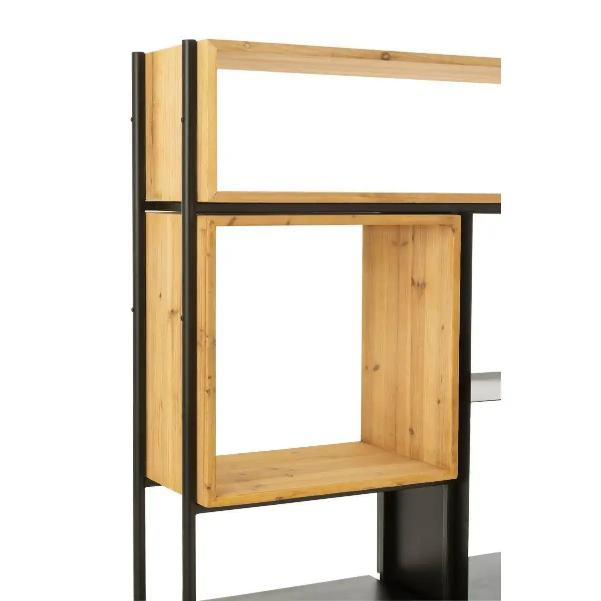 J-Line Regal Tina Holz/Eisen Schwarz/Natur Groß - HomeDesign Knaus