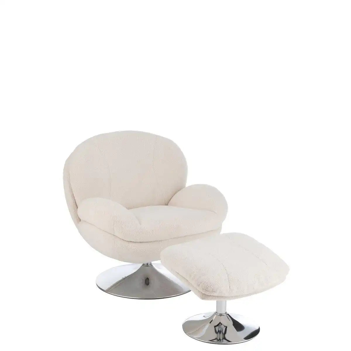 J-Line Relaxsitz + Fußhocker Metall/Sperrholz Creme/Silber - HomeDesign Knaus