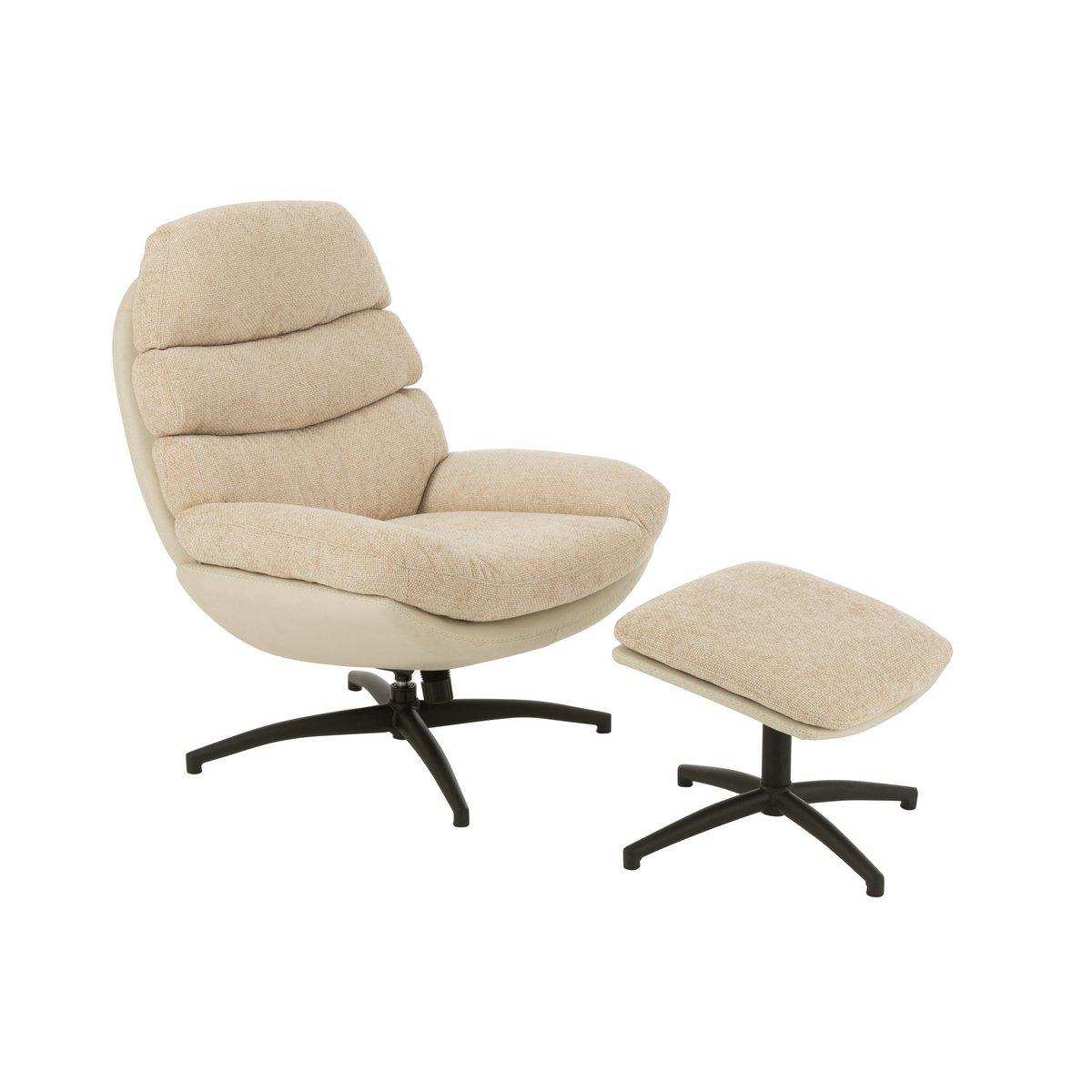 J-Line Relaxsitz + Fußhocker Metall/Sperrholz Grau/Schwarz - HomeDesign Knaus