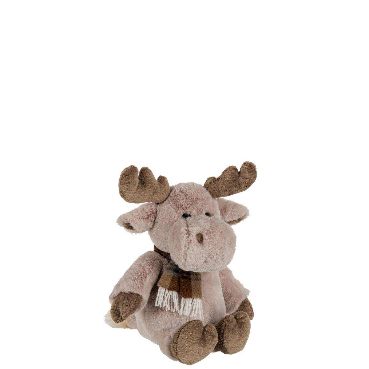 J-Line Rentier+Schal Plüsch Beige/Hellbraun Medium - HomeDesign Knaus