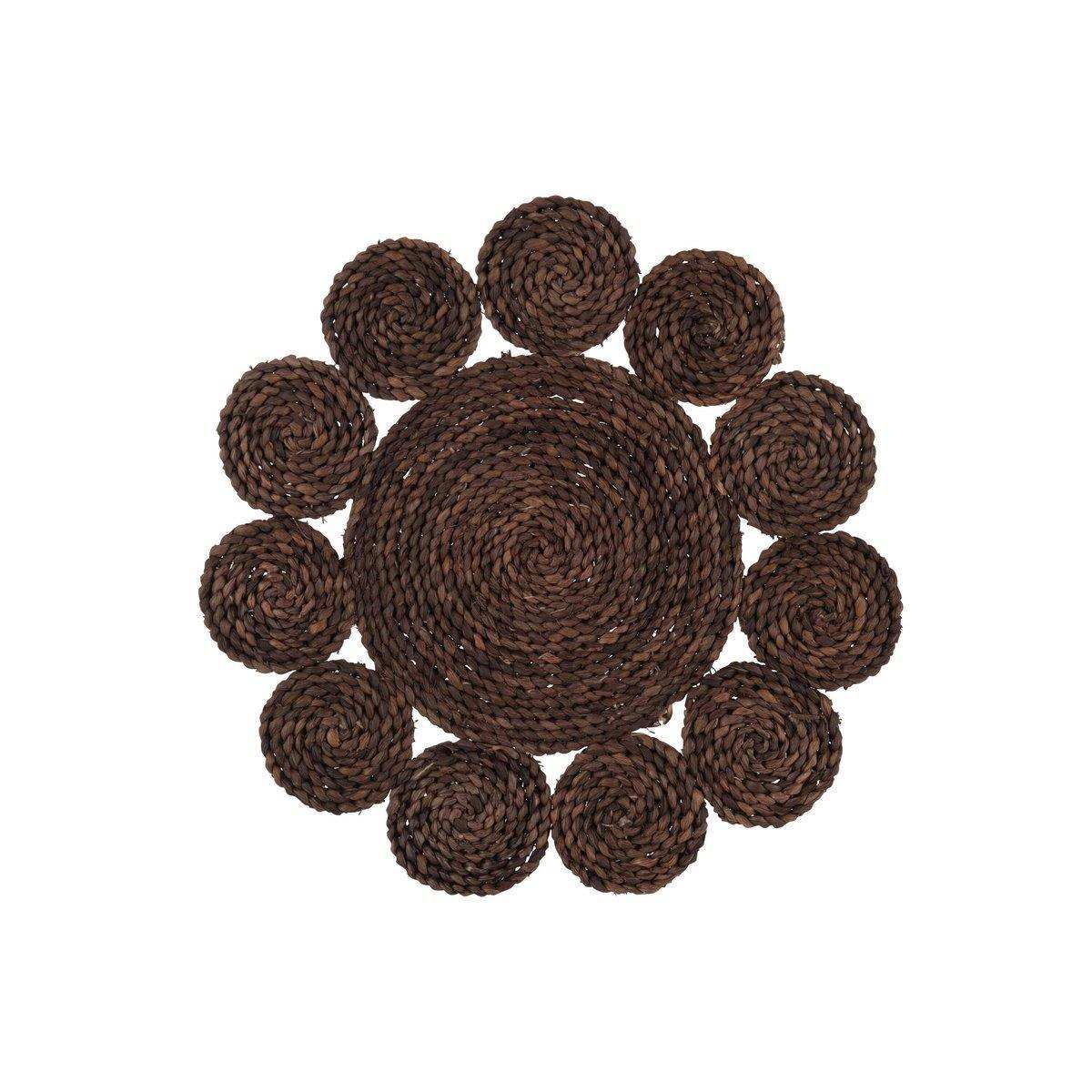 J-Line Rond Bloem Tischset – Jute – Donkerbruin - HomeDesign Knaus