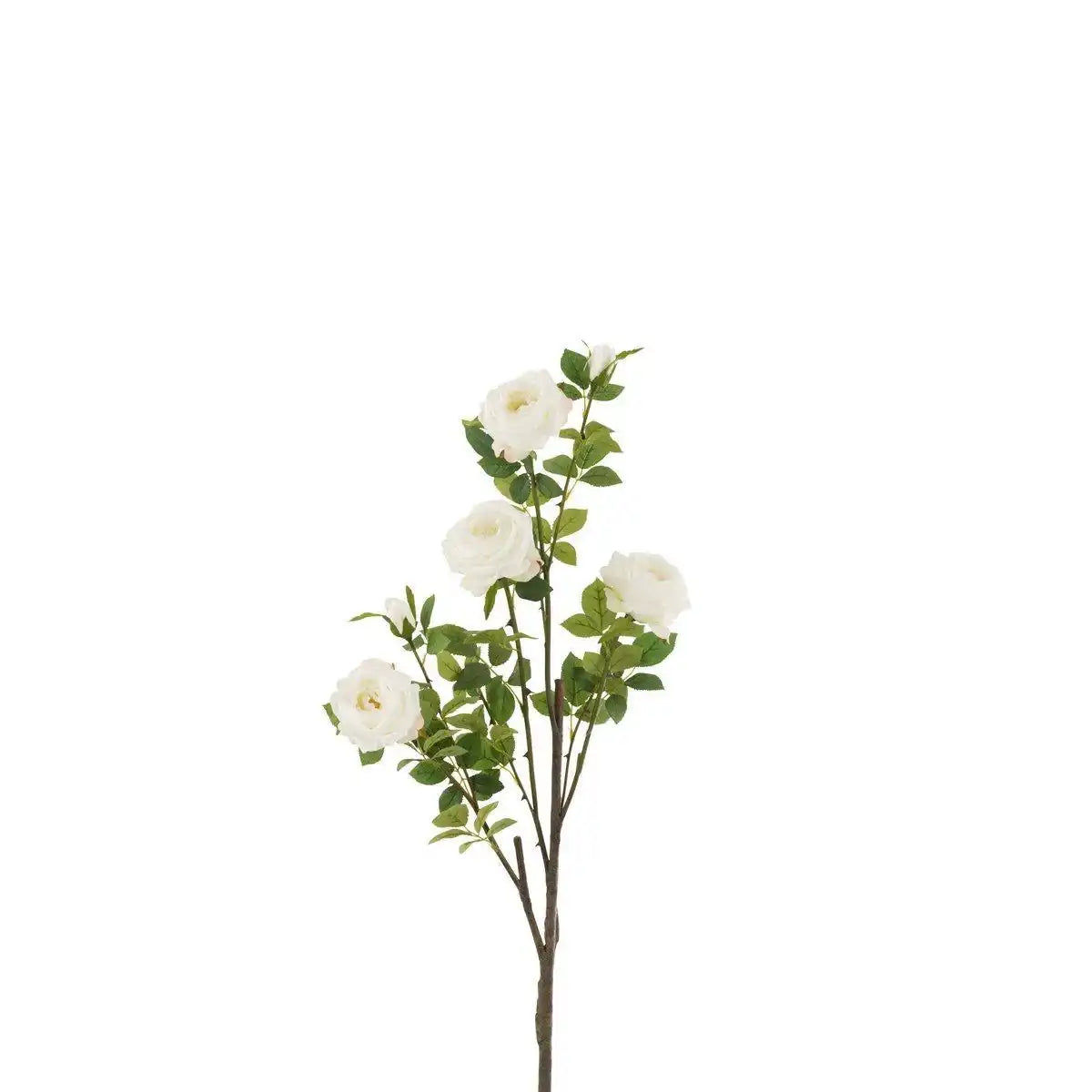 J-Line Rose 4 Stück + Blätter Kunststoff Weiß - HomeDesign Knaus
