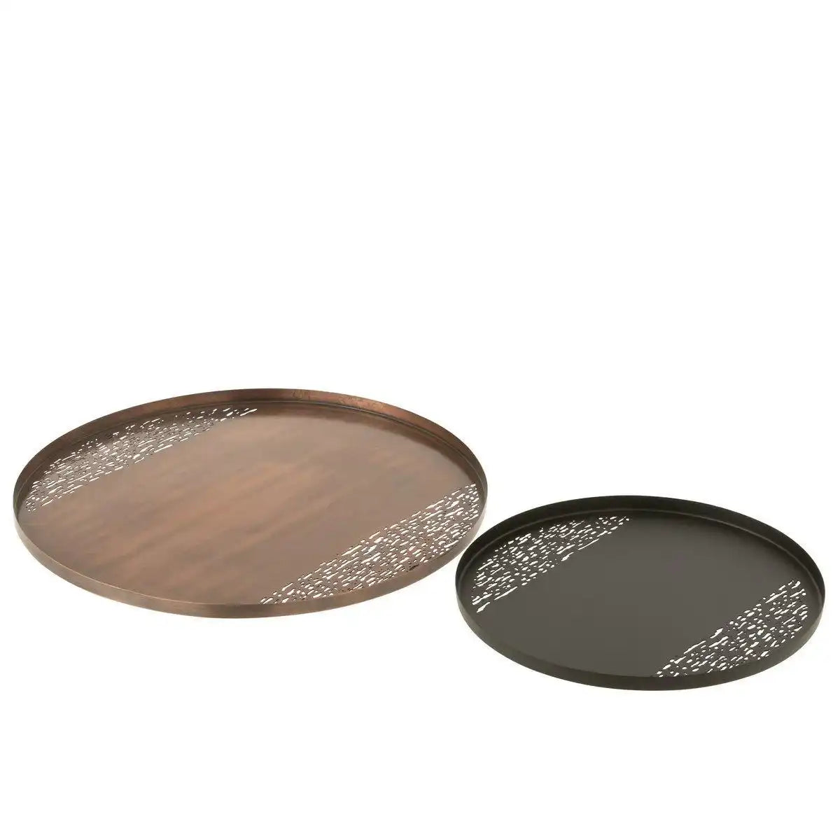 J-Line Rundes Plateau - Tablett - Metall - Bronze/Schwarz - - HomeDesign Knaus