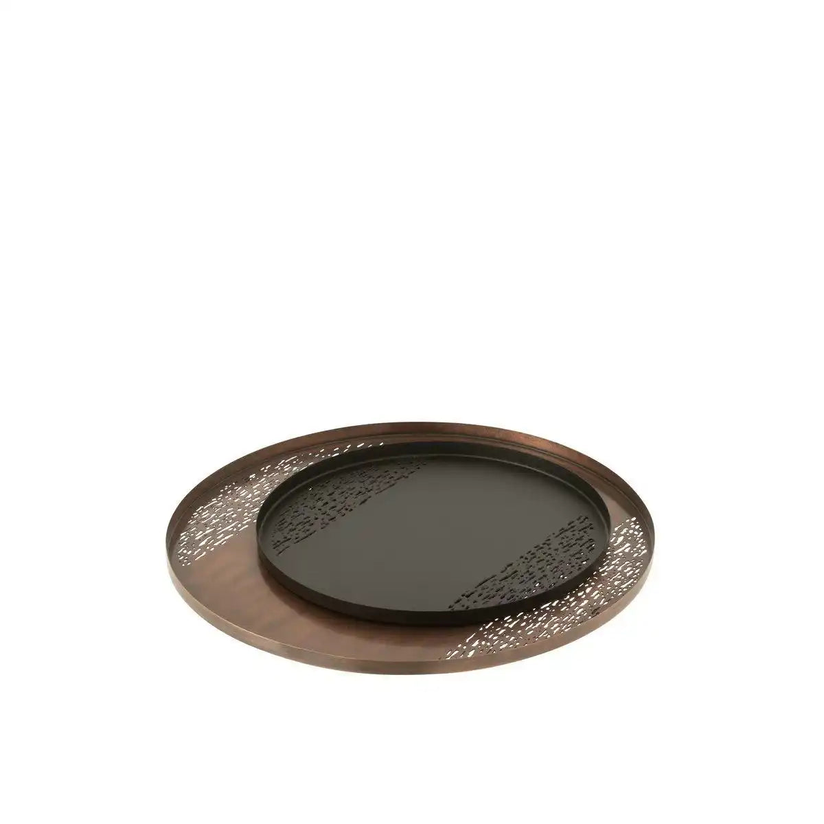 J-Line Rundes Plateau - Tablett - Metall - Bronze/Schwarz - - HomeDesign Knaus