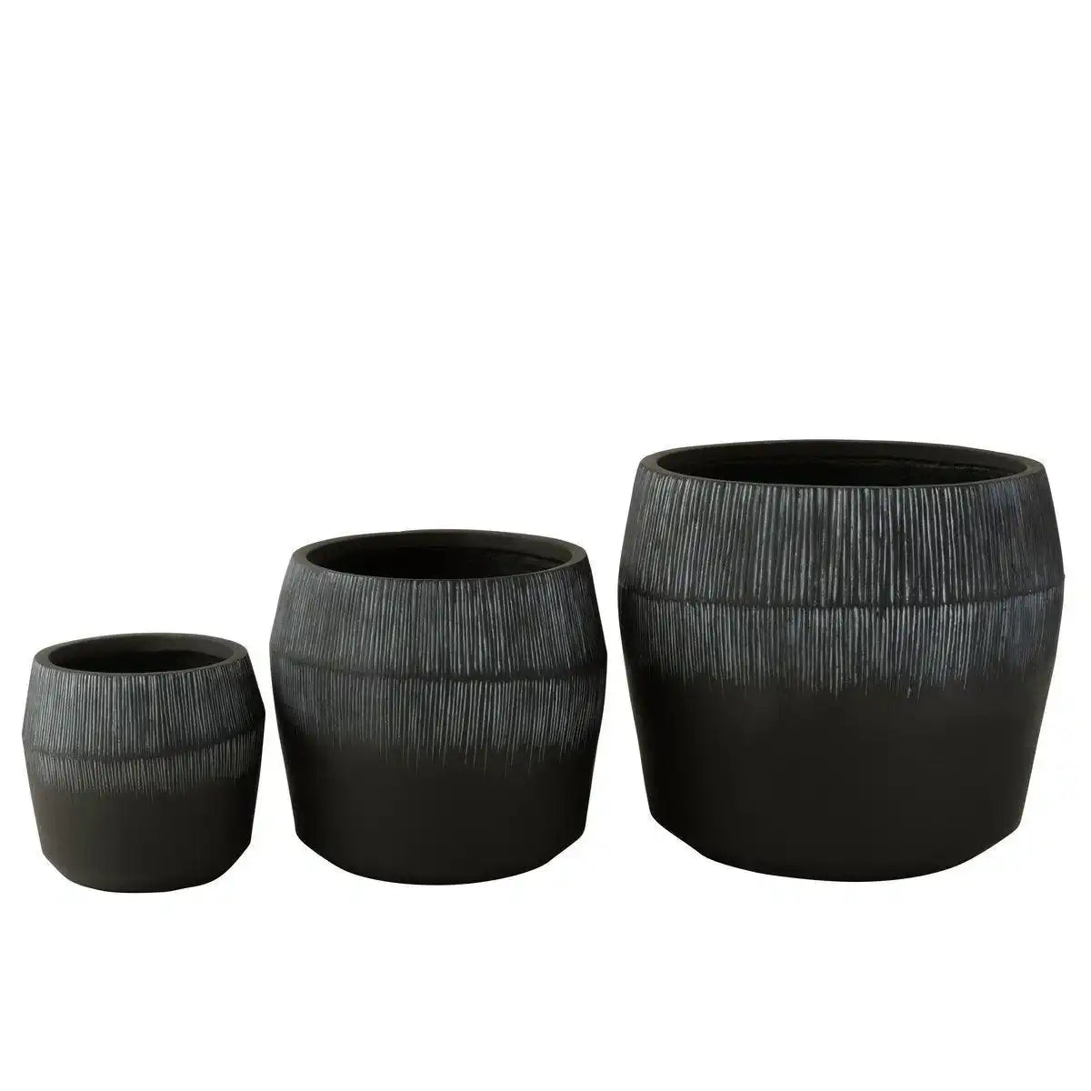 J-Line S/3 Blumentopf Fiber Clay Schwarz - HomeDesign Knaus